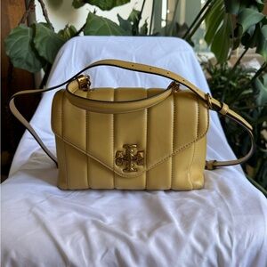 Tory Burch Yellow Leather Shoulder Bag with Gold Hardware